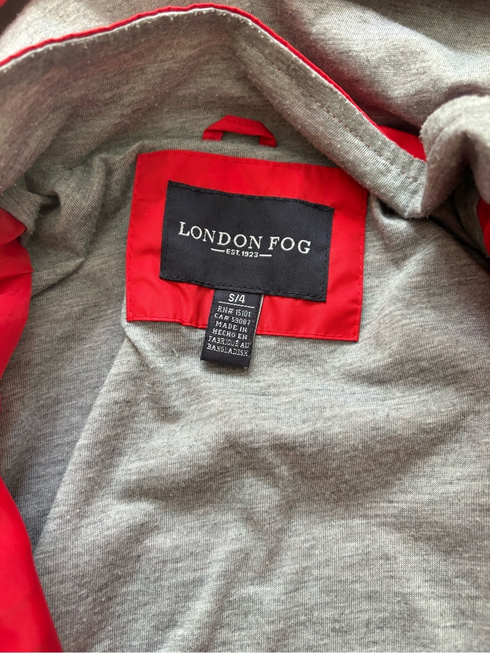London Fog Red Hooded Kids Raincoat with Reflective Stripes - Picture 2 of 4